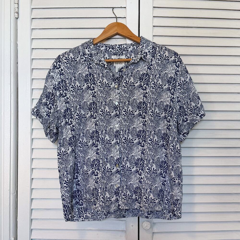 Nicole Miller Patterned Linen Blouse, size L